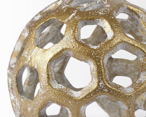 Mercana Moyer I (Small) 3L x 3W Gold Metal Hollow Decorative Orb - Image 6