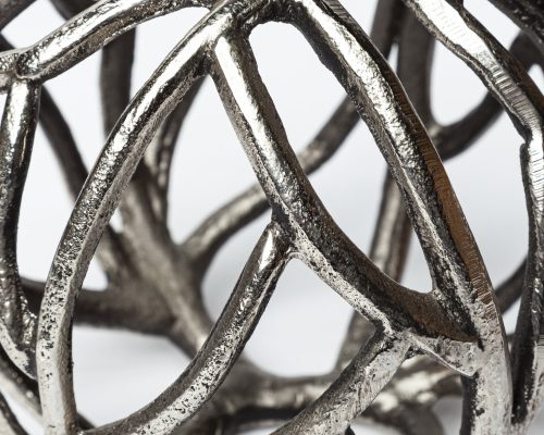 Mercana Sphaira II Large 7L x 7W Silver Cast Aluminum Decorative Tree Branch Orb - Image 6