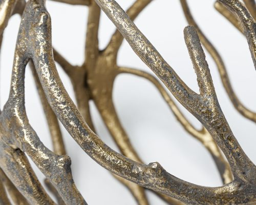 Mercana Sphaira Noir I Small 5L x 5W Gold Cast Aluminum Decorative Tree Branch Orb - Image 6