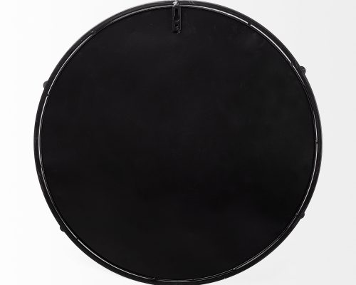 Mercana Kimbel 24L x 24W Black Metal Mirrored Base Round Tray - Image 10