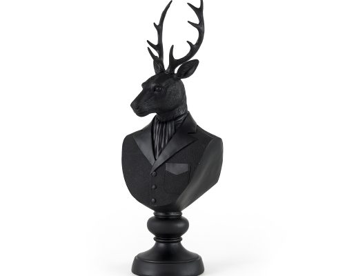 Alternative view of Mercana Mozart 8.2L x 6.0W x 22.5H Black Painted Resin Deer Bust