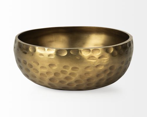 Mercana Karmel 12L x 12W Gold Hammered Aluminum Bowl - Image 6