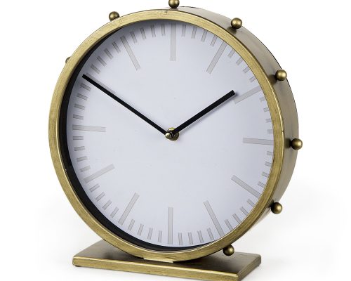 Alternative view of Mercana Marian 11.0L x 3.1W x 11.0H Gold Metal W/Studs Round Table Clock