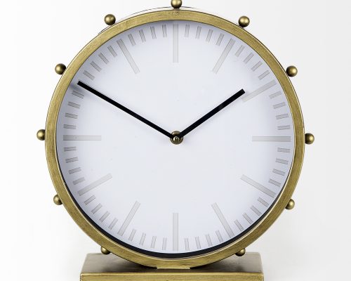 Mercana Marian 11.0L x 3.1W x 11.0H Gold Metal W/Studs Round Table Clock - Image 6