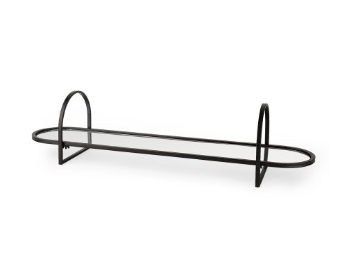Alternative view of Mercana Evianna 30L x 7W x 7H Mirrored W/Black Metal Frame Tray