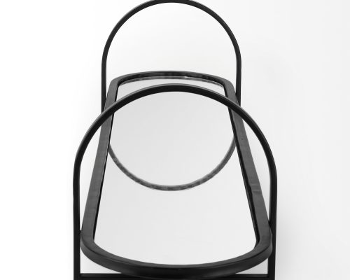 Mercana Evianna 30L x 7W x 7H Mirrored W/Black Metal Frame Tray - Image 4