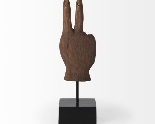 Mercana Pacem 4L x 4W Natural Wooden Carved Peace Sign Hand - Image 8