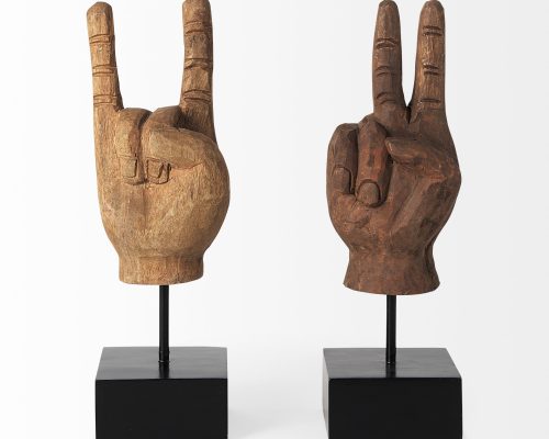 Mercana Pacem 4L x 4W Natural Wooden Carved Peace Sign Hand - Image 9