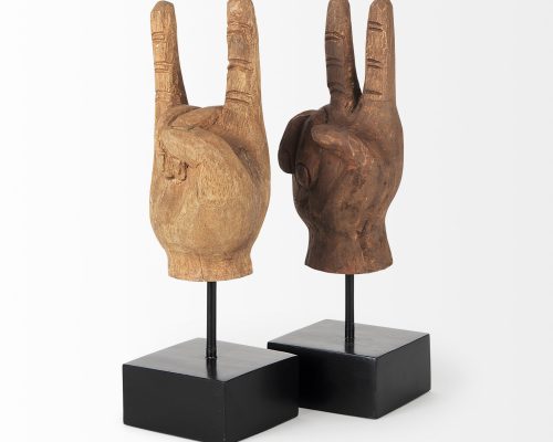 Mercana Pacem 4L x 4W Natural Wooden Carved Peace Sign Hand - Image 10