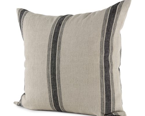 Alternative view of Mercana Hattie 20L x 20W Beige and Black Fabric Striped Decorative Pillow Cover
