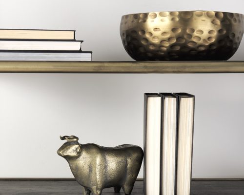 Mercana Karmel 12L x 12W Gold Hammered Aluminum Bowl - Image 3