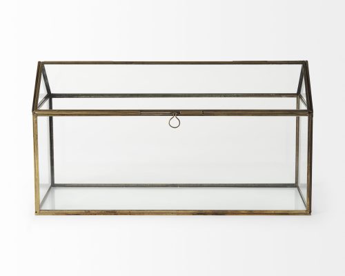 Alternative view of Mercana Hutt 16L x 6W x 9H Gold Glass Terrarium Box
