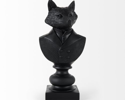 Mercana Murray 6.0L x 4.5W x 13.0H Black Painted Resin Fox in a Suit Bust - Image 3