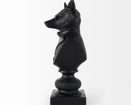 Mercana Murray 6.0L x 4.5W x 13.0H Black Painted Resin Fox in a Suit Bust - Image 4