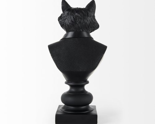 Mercana Murray 6.0L x 4.5W x 13.0H Black Painted Resin Fox in a Suit Bust - Image 5