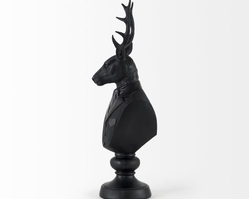 Mercana Mozart 8.2L x 6.0W x 22.5H Black Painted Resin Deer Bust - Image 5