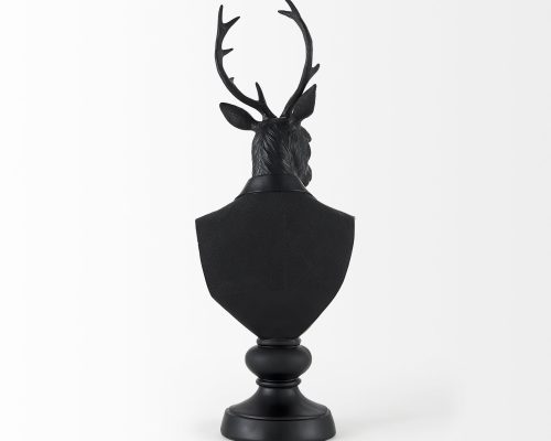 Mercana Mozart 8.2L x 6.0W x 22.5H Black Painted Resin Deer Bust - Image 6
