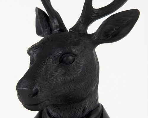 Mercana Mozart 8.2L x 6.0W x 22.5H Black Painted Resin Deer Bust - Image 8