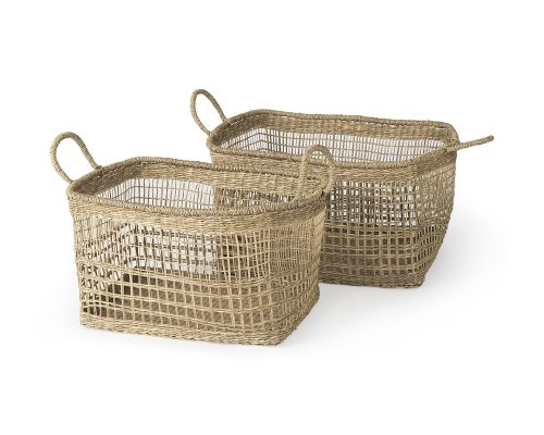 Alternative view of Mercana Bellisa 18.5L x 14.6W x 11.0H (Set of 2) Medium Brown Seagrass Rectangular Basket W/ Handles