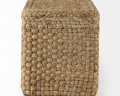 Mercana Aylin 16.5" Square Brown Jute Pouf - Image 3
