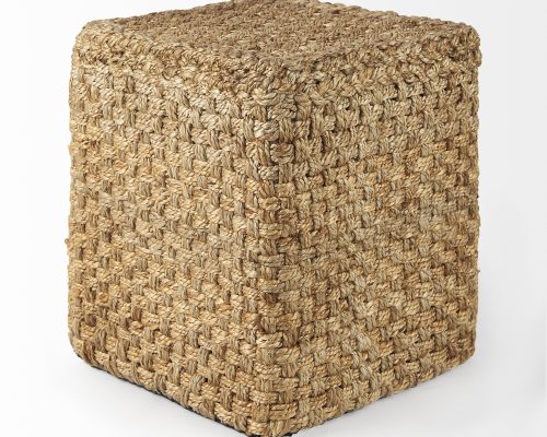 Mercana Aylin 16.5" Square Brown Jute Pouf - Image 4