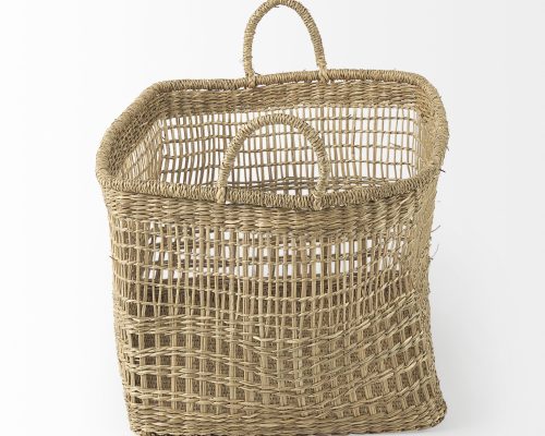 Mercana Bellisa 18.5L x 14.6W x 11.0H (Set of 2) Medium Brown Seagrass Rectangular Basket W/ Handles - Image 4