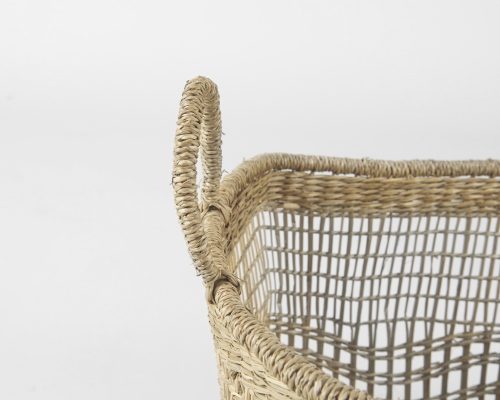 Mercana Bellisa 18.5L x 14.6W x 11.0H (Set of 2) Medium Brown Seagrass Rectangular Basket W/ Handles - Image 6