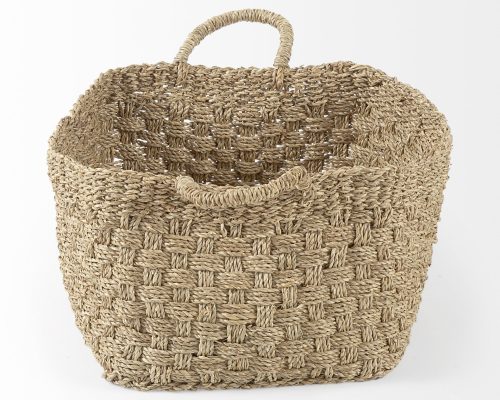 Mercana Emra (Set of 3) Light Brown Seagrass Rectangular Basket W/ Handles - Image 4