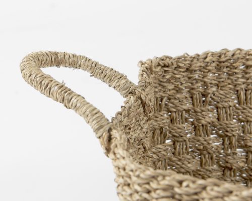 Mercana Emra (Set of 3) Light Brown Seagrass Rectangular Basket W/ Handles - Image 6