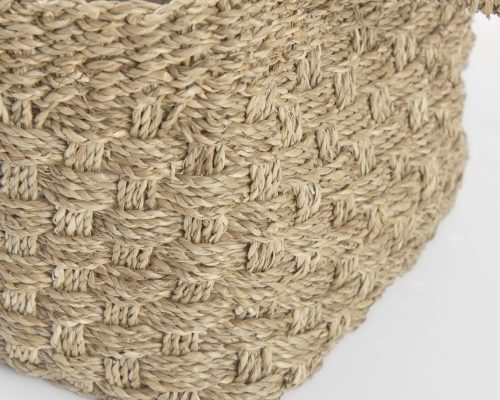 Mercana Emra (Set of 3) Light Brown Seagrass Rectangular Basket W/ Handles - Image 9