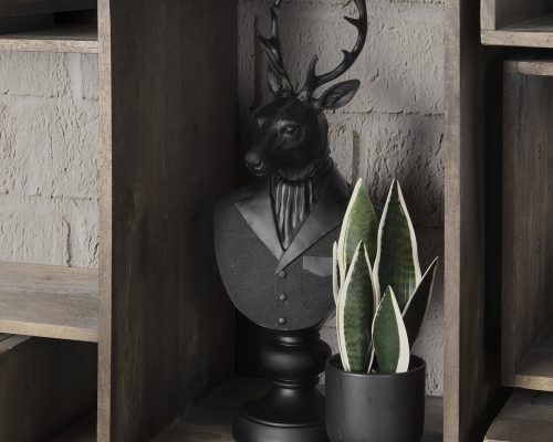 Mercana Mozart 8.2L x 6.0W x 22.5H Black Painted Resin Deer Bust - Image 3
