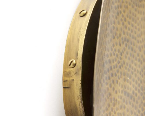 Mercana Clarence 7.0L x 5.3W x 17.0H Metal Hammered Gold Round Wall Sconce - Image 8