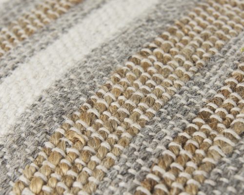 Mercana Aahana 16.0L x 16.0W x 16.0H White/Taupe/Gray Striped Hemp and Cotton Pouf - Image 8