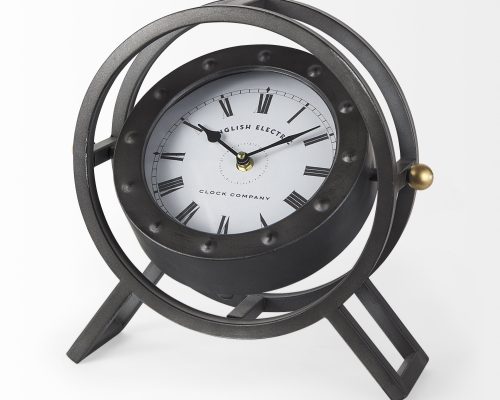 Mercana Gaston Gray Metal Circular Table Clock - Image 7