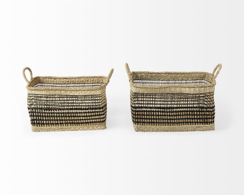 Alternative view of Mercana Nia (Set of 2) Light Brown Seagrass Rectangular Basket with Handles