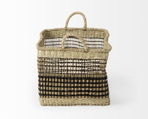 Mercana Nia (Set of 2) Light Brown Seagrass Rectangular Basket with Handles - Image 3