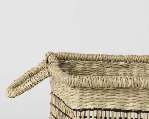 Mercana Nia (Set of 2) Light Brown Seagrass Rectangular Basket with Handles - Image 5