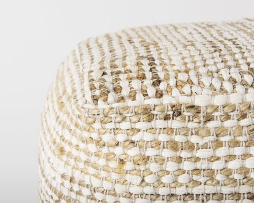 Mercana Ekani 16.0L x 16.0W x 16.0H Cream/Beige Cotton Pouf - Image 7