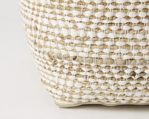 Mercana Ekani 16.0L x 16.0W x 16.0H Cream/Beige Cotton Pouf - Image 9