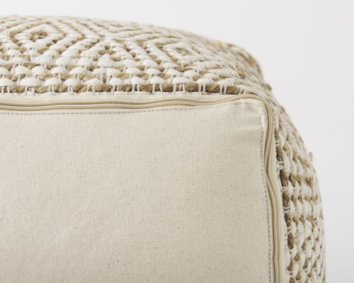 Mercana Ekani 16.0L x 16.0W x 16.0H Cream/Beige Cotton Pouf - Image 10
