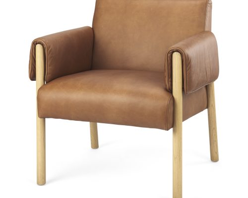Alternative view of Mercana Ashton Brown Leather w/ Light Wood Accent Chair