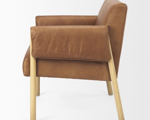 Mercana Ashton Brown Leather w/ Light Wood Accent Chair - Image 5