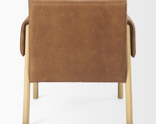 Mercana Ashton Brown Leather w/ Light Wood Accent Chair - Image 6