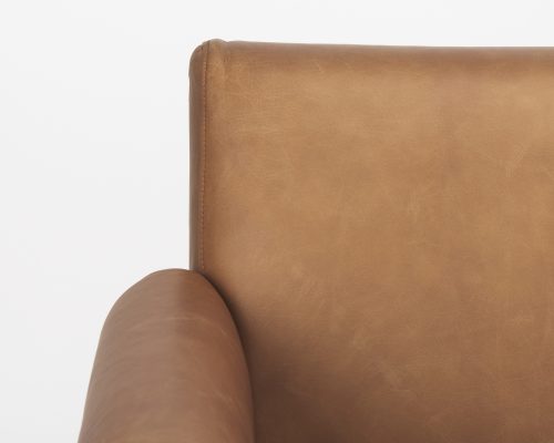 Mercana Ashton Brown Leather w/ Light Wood Accent Chair - Image 8