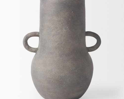 Mercana Armani 10.4H Brown-Gray Double Ear Ceramic Vase - Image 4
