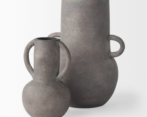 Mercana Armani 10.4H Brown-Gray Double Ear Ceramic Vase - Image 11