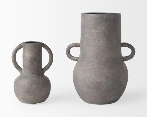 Mercana Armani 10.4H Brown-Gray Double Ear Ceramic Vase - Image 12