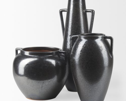 Mercana Kora Medium Dark Metallic Double Ear Vase - Image 12