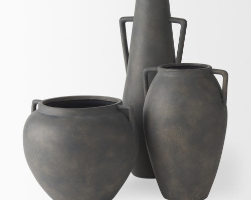Mercana Kilian Tall Matte Brown-Gray Double Ear Vase - Image 11