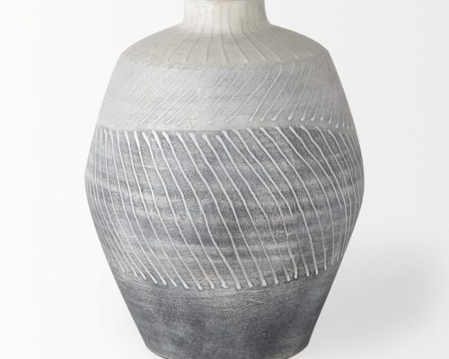 Mercana Blume 10H Off-White w/ Gray Textured Vase - Image 3
